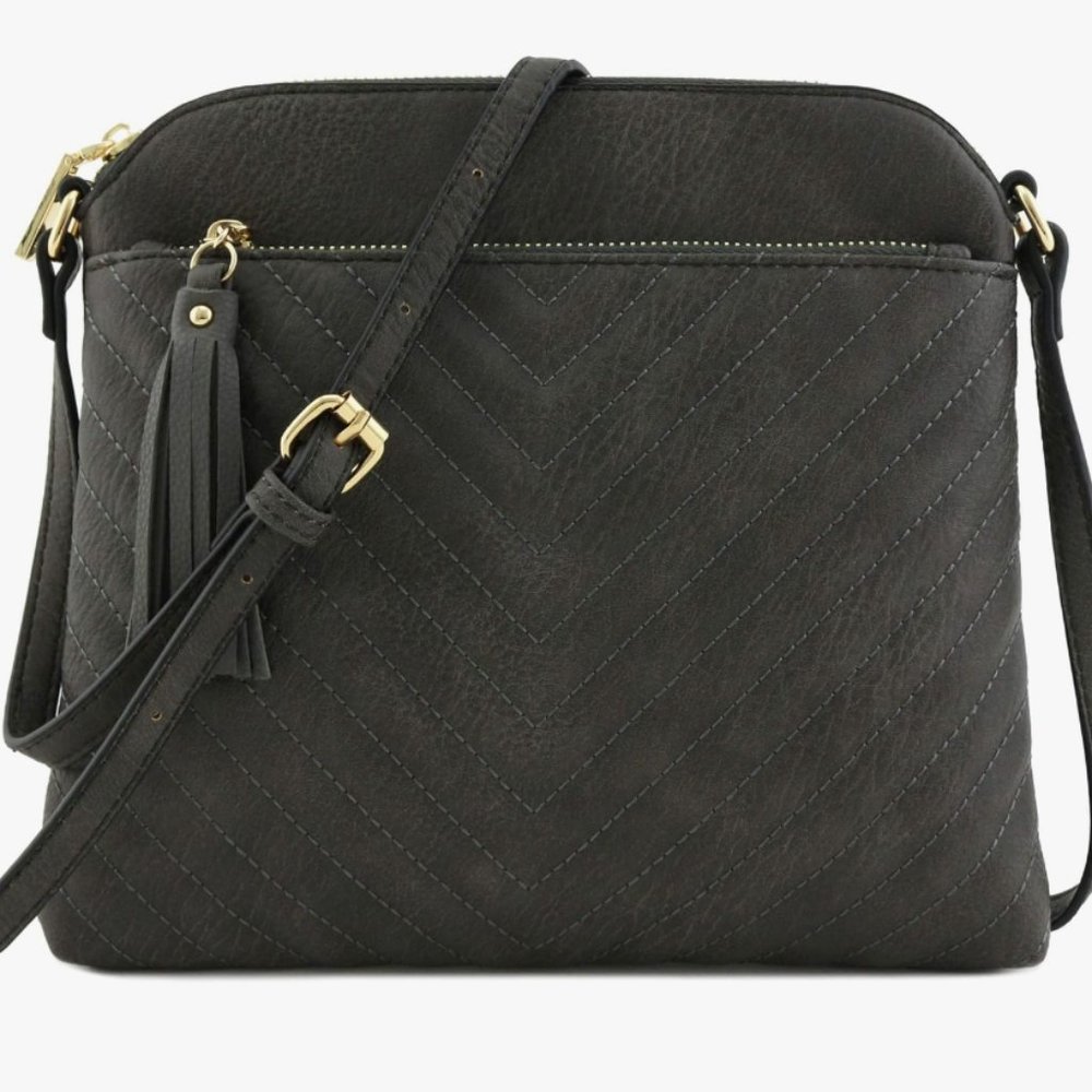 Chevron Quilted Medium Crossbody Bag